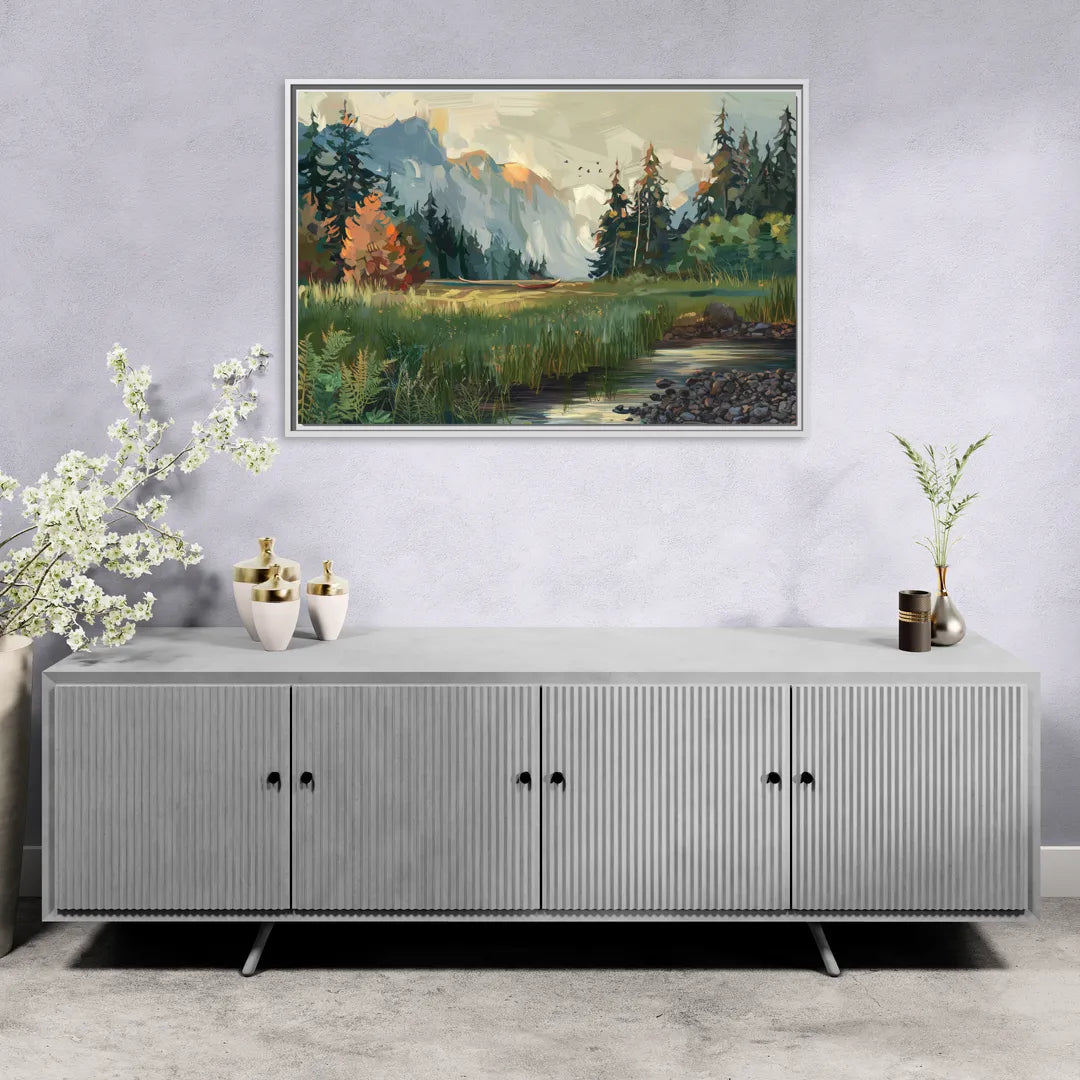 Eugene Pacific Northwest Style - Living Room White Frame Canvas