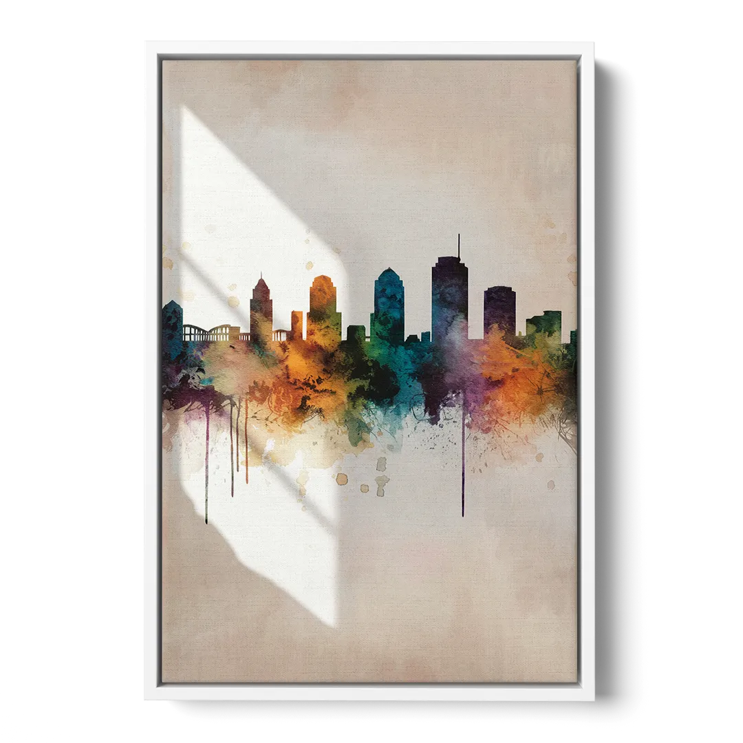 Tulsa Historic Landmarks - White Frame Canvas