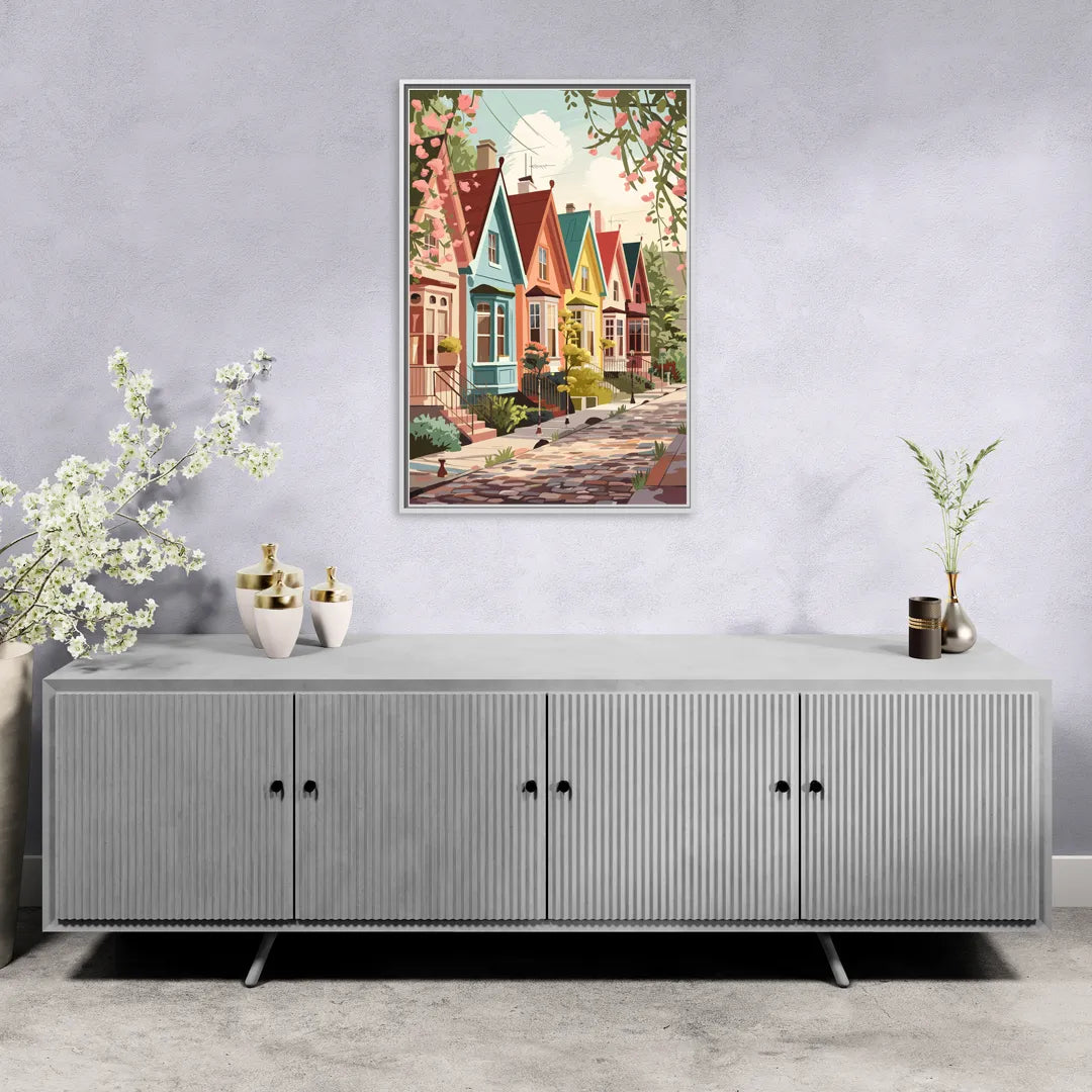 Greensboro Vibrant Neighborhoods - Living Room White Frame Canvas