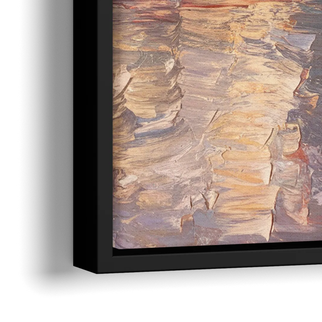 Boston Skyline with Fall Colors - Close-Up Black Frame Canvas