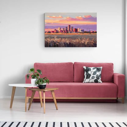 Lubbock Skyline Sunset - Canvas Wall Art Living Room