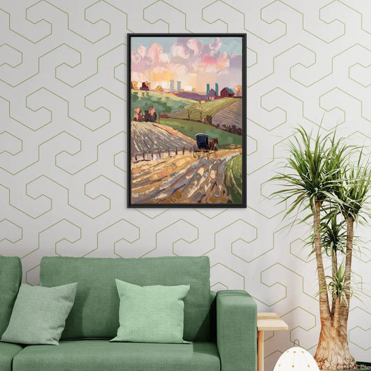 Lancaster Amish Farmlands - Living Room Black Frame Canvas