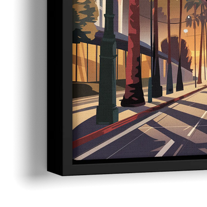 Los Angeles Beverly Hills Charm - Close-Up Black Frame Canvas