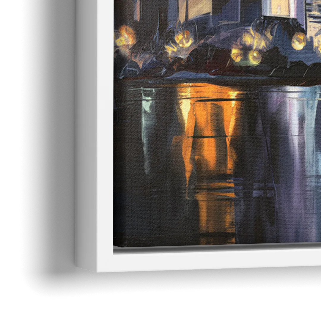 Toledo Nighttime Skyline - Close-Up White Frame Canvas