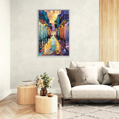 New Orleans French Quarter Lights - Living Room White Frame Canvas