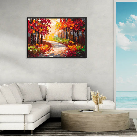 Ashland Autumn Forest - Living Room Black Frame Canvas