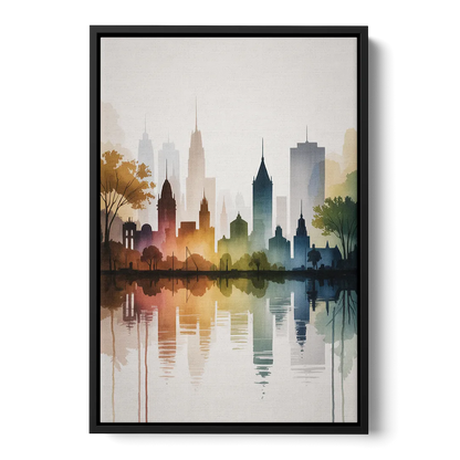 Quebec City Skyline - Black Frame Canvas
