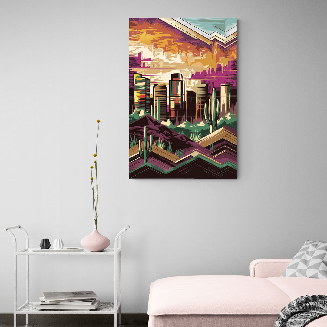 Phoenix Skyline at Sunset - Canvas Wall Art Living Room