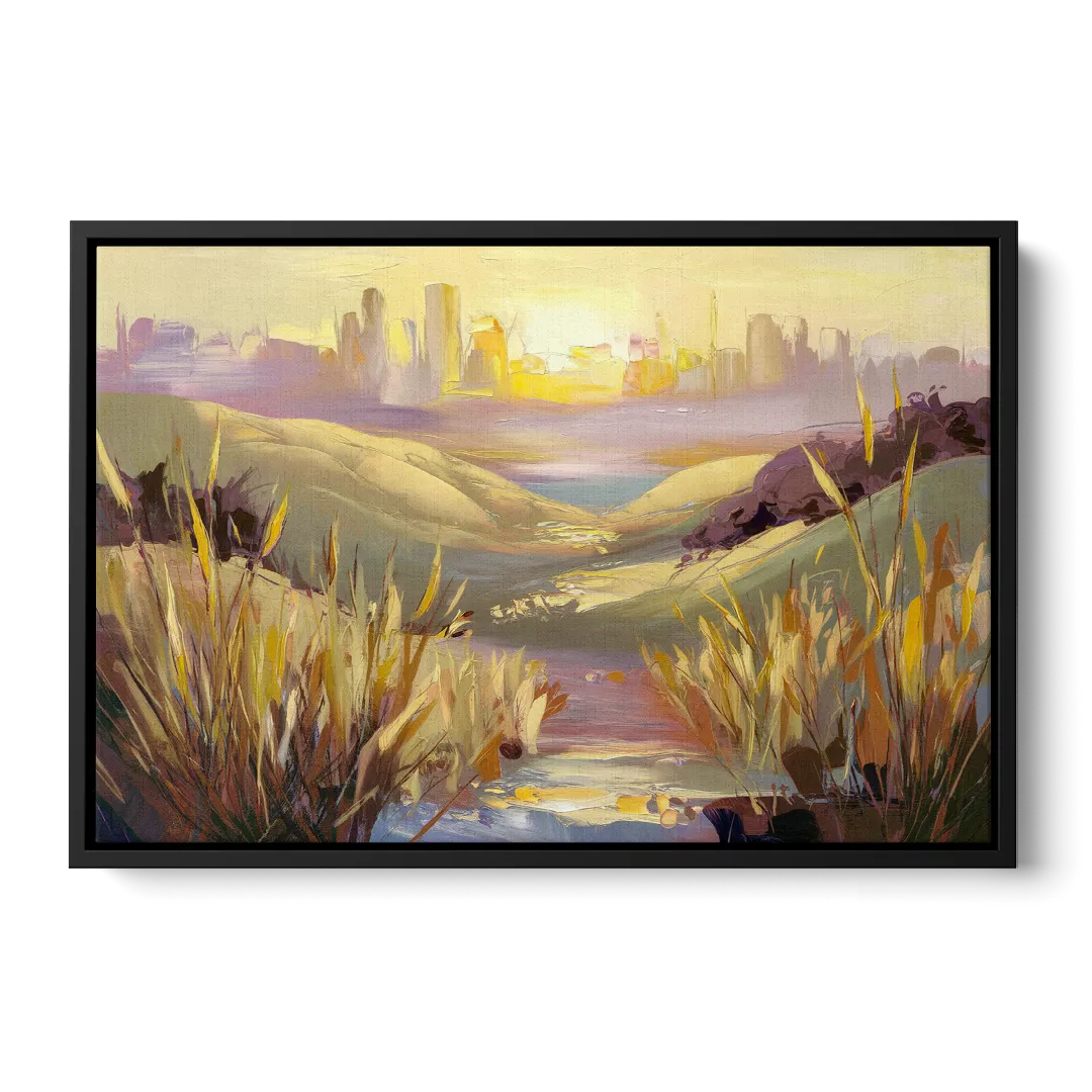San Jose Scenic Sunset - Black Frame Canvas