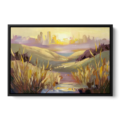 San Jose Scenic Sunset - Black Frame Canvas