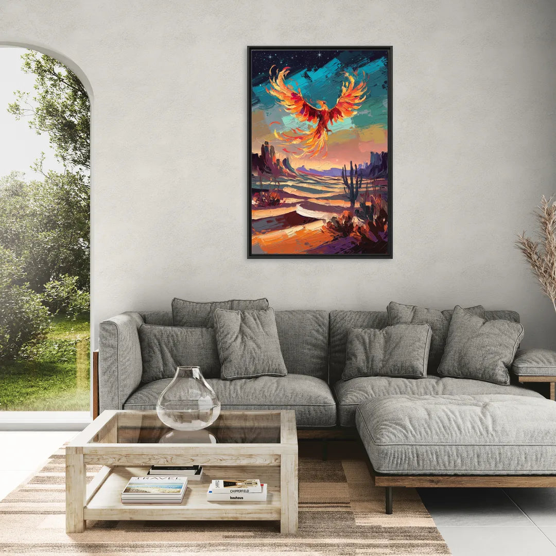 Phoenix Rising Desert Colors - Living Room Black Frame Canvas
