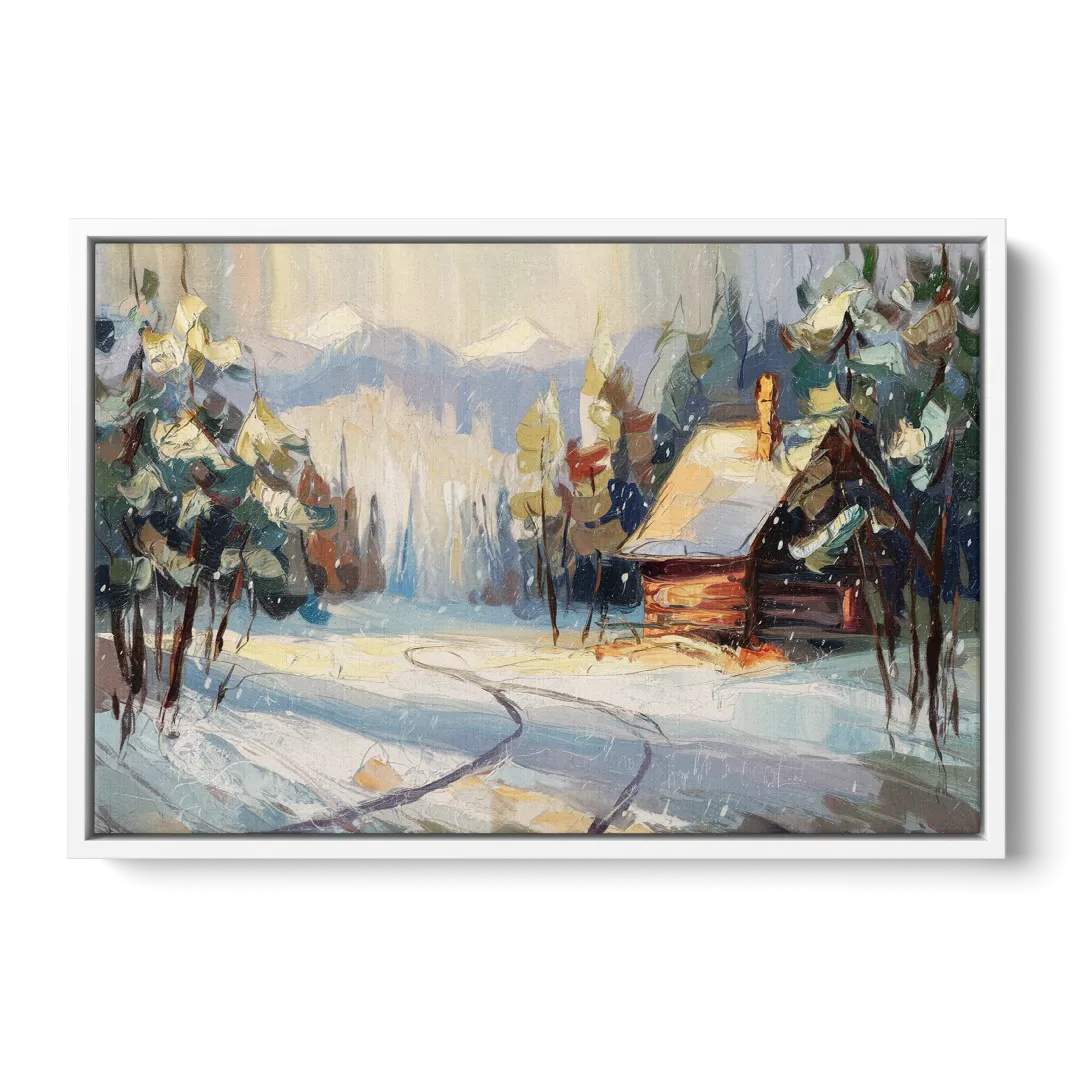 Gatlinburg Winter Wonderland - White Frame Canvas