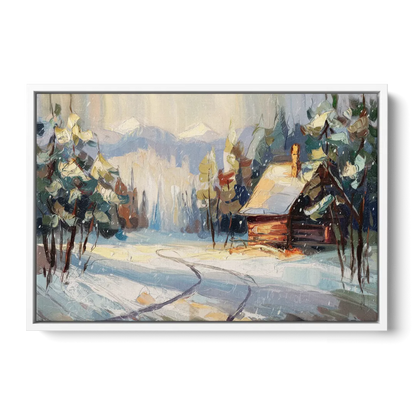 Gatlinburg Winter Wonderland - White Frame Canvas