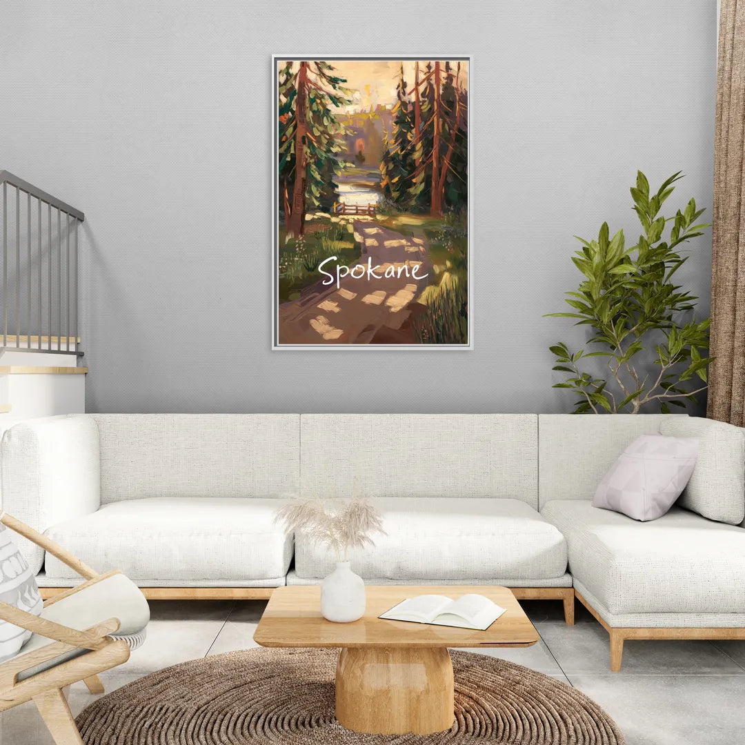 Spokane Nature Trails - Living Room White Frame Canvas