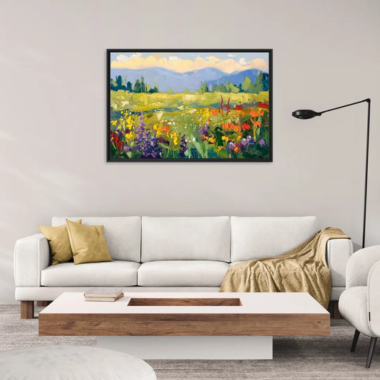 Breckenridge Summer Wildflowers - Living Room Black Frame Canvas