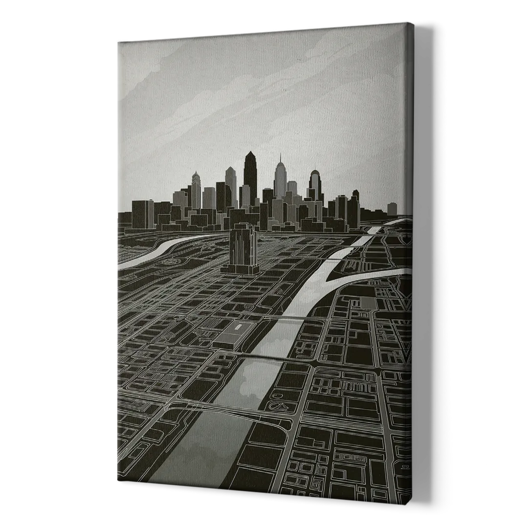 Philadelphia Map Design - Canvas Print Art Sides