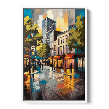 Burlington Vibrant Downtown - White Frame Canvas