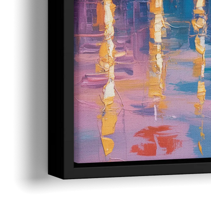 Vancouver City Lights - Close-Up Black Frame Canvas
