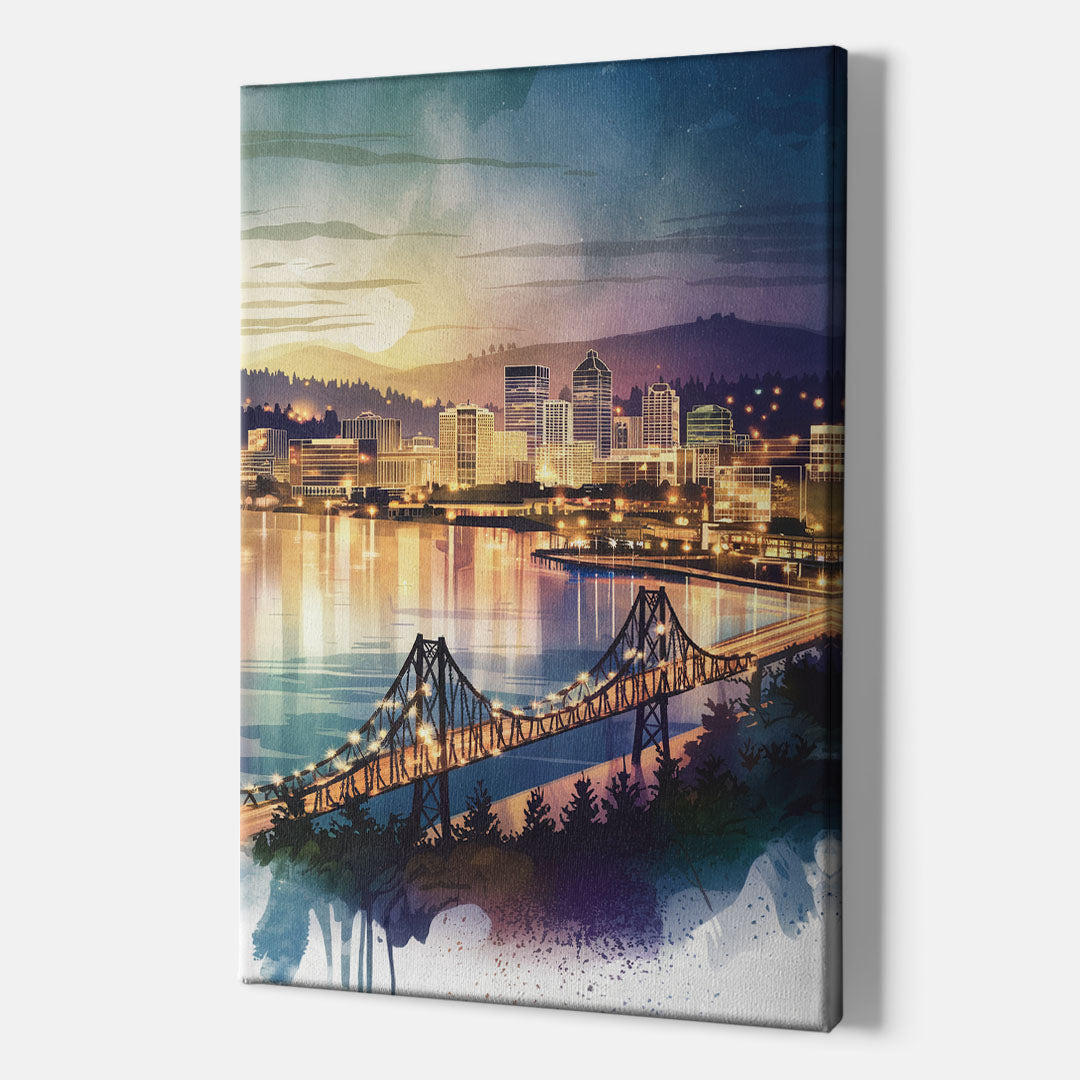 Tacoma Skyline View - Canvas Wall Art Indoor