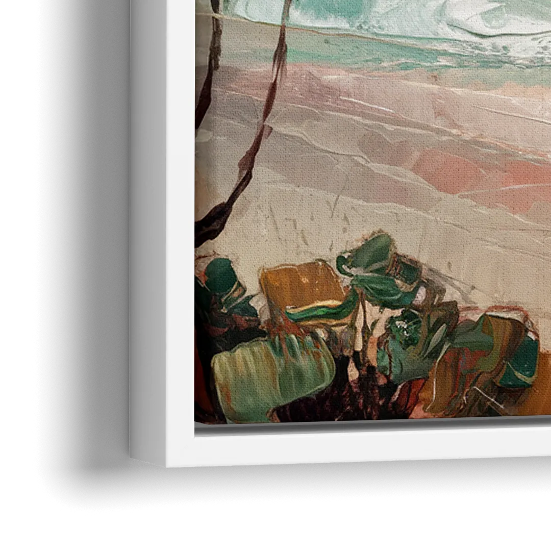 La Jolla Waves And Palms - Close-Up White Frame Canvas