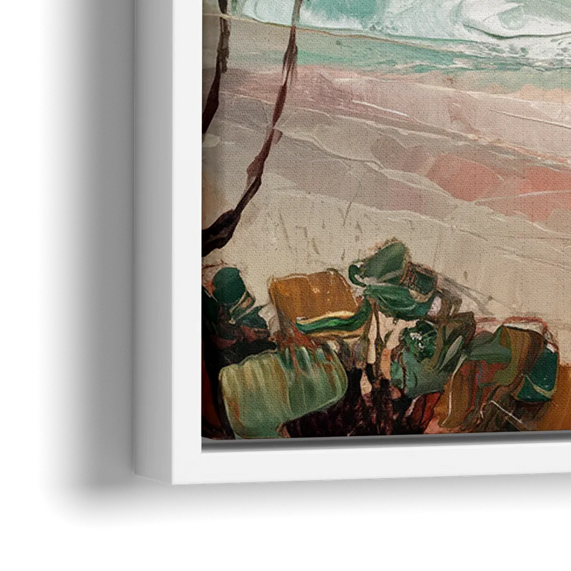 La Jolla Waves And Palms - Close-Up White Frame Canvas