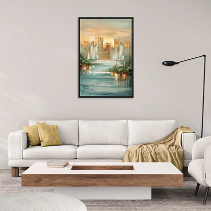 Buffalo Waterfront Tranquility - Living Room Black Frame Canvas