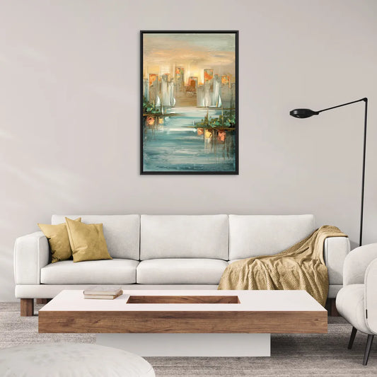 Buffalo Waterfront Tranquility - Living Room Black Frame Canvas