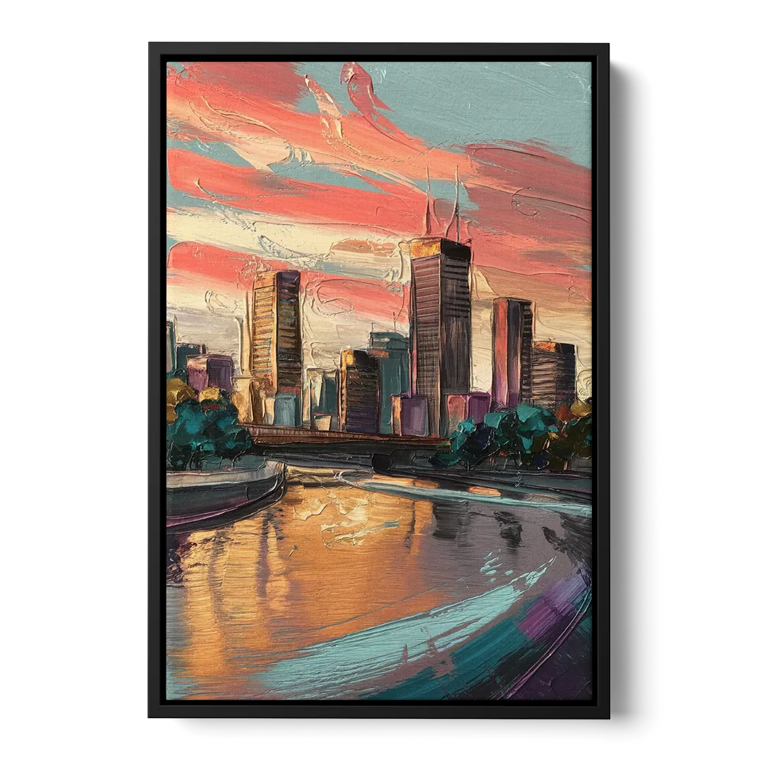 Grand Rapids Downtown Skyline - Black Frame Canvas