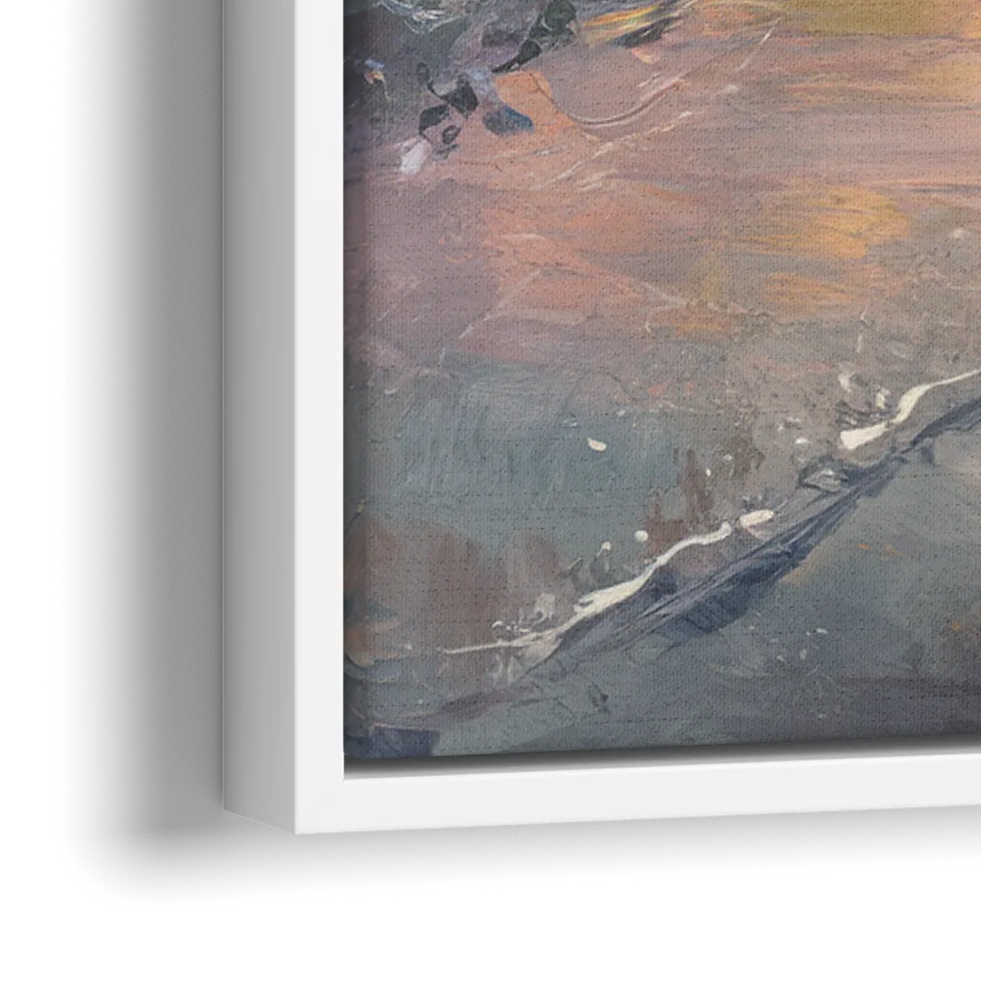 Naples Beach Sunset - Close-Up White Frame Canvas