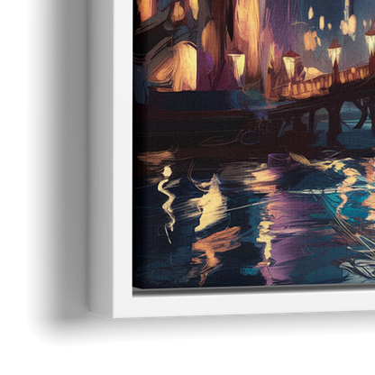Mobile Nightscape Glow - Close-Up White Frame Canvas