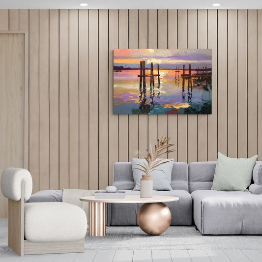 Tacoma Waterfront Sunset - Canvas Wall Art Living Room