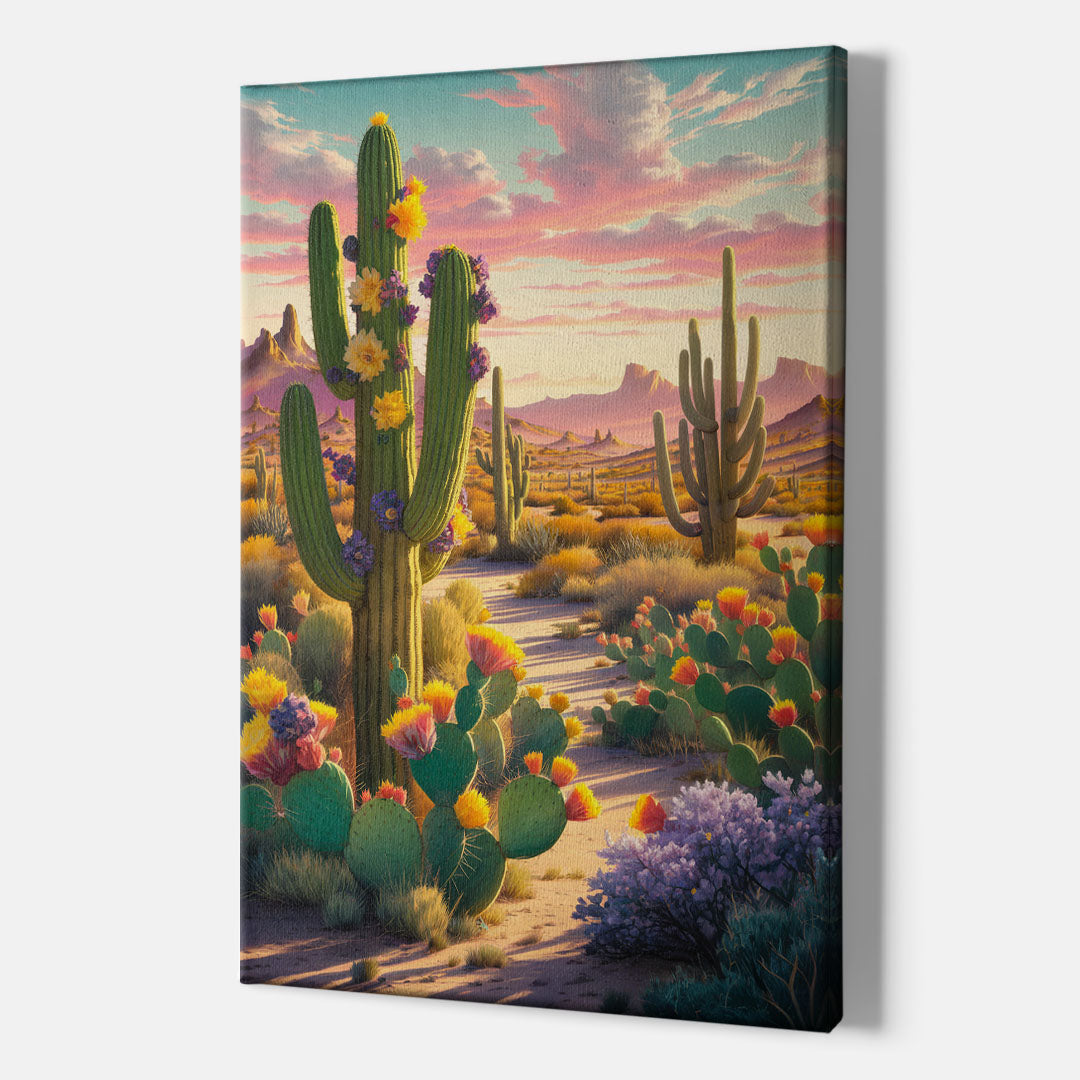 Phoenix Cactus Scene - Canvas Wall Art Indoor