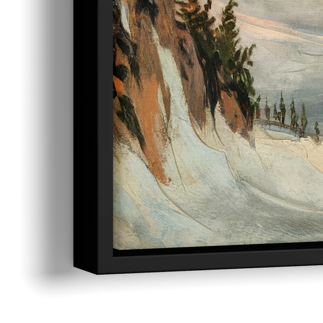 Anchorage Snowy Peaks - Close-Up Black Frame Canvas