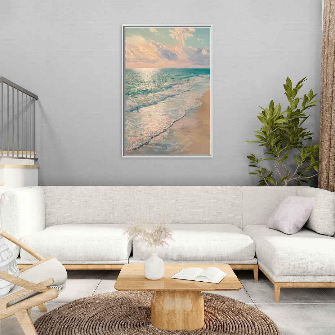 La Jolla Ocean Breeze - Living Room White Frame Canvas