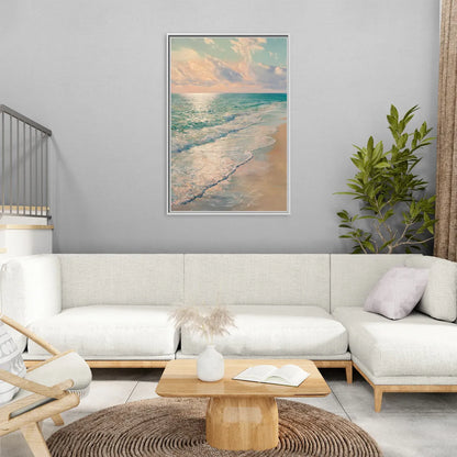 La Jolla Ocean Breeze - Living Room White Frame Canvas