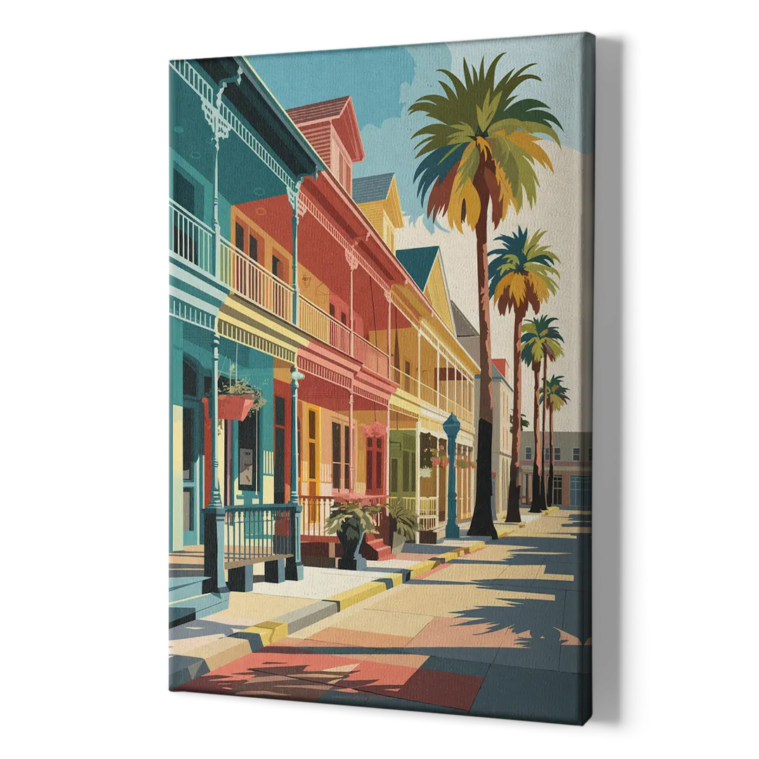 Galveston Downtown Charm - Canvas Print Art Sides