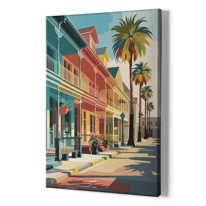 Galveston Downtown Charm - Canvas Print Art Sides