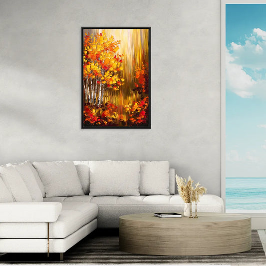 Aspen Forest in Autumn - Living Room Black Frame Canvas