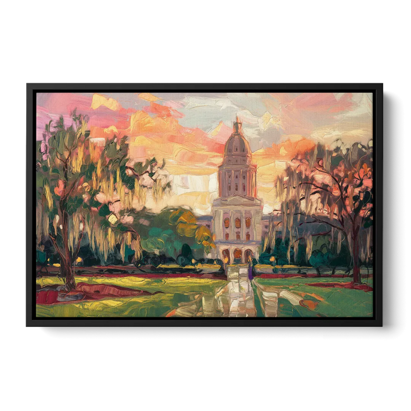 Baton Rouge Louisiana State Capitol - Black Frame Canvas