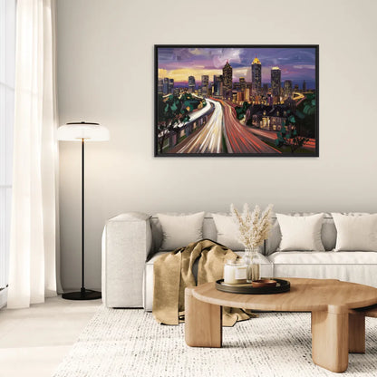 Atlanta Historic Neighborhoods - Living Room Black Frame Canvas