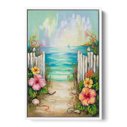 Key West Nautical Charm - White Frame Canvas