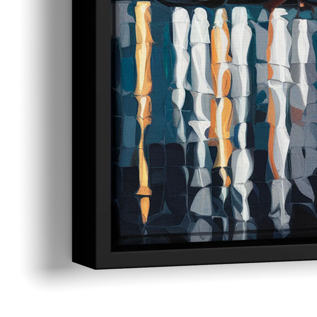 Seattle Waterfront at Twilight - Close-Up Black Frame Canvas