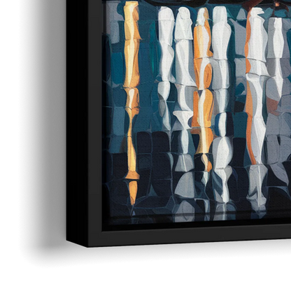 Seattle Waterfront at Twilight - Close-Up Black Frame Canvas