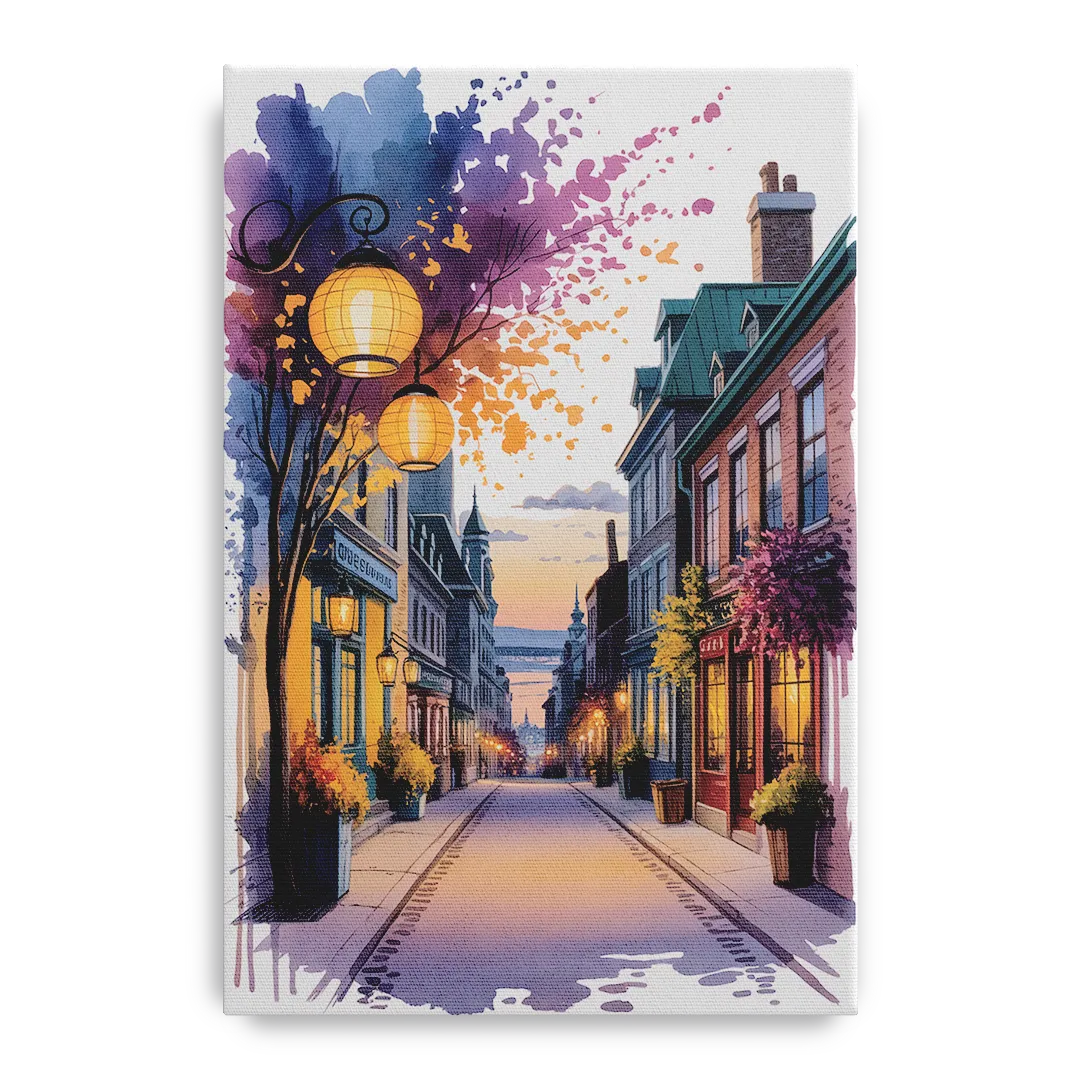 Quebec City Lantern Glow - Canvas Wall Art