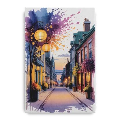 Quebec City Lantern Glow - Canvas Wall Art