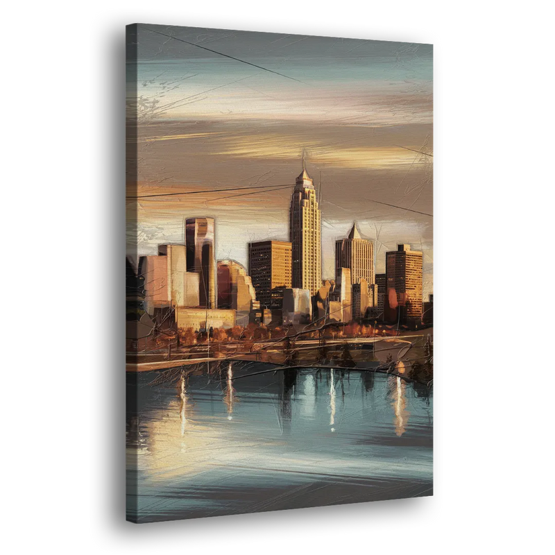 Des Moines Skyline Panorama - Canvas Print Art Sides