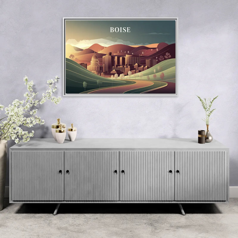 Boise Foothills Landscape - Living Room White Frame Canvas