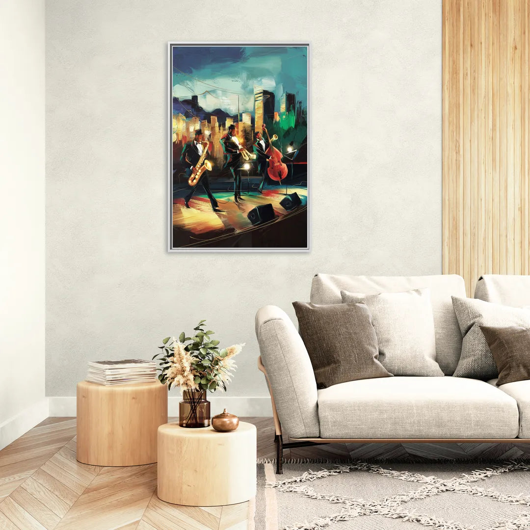 Salt Lake City Jazz Tribute - Living Room White Frame Canvas