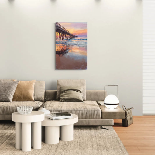 Virginia Beach Pier at Sunset - Canvas Wall Art Living Room