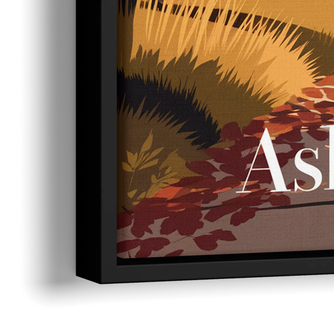 Asheville Fall Foliage Scene - Close-Up Black Frame Canvas